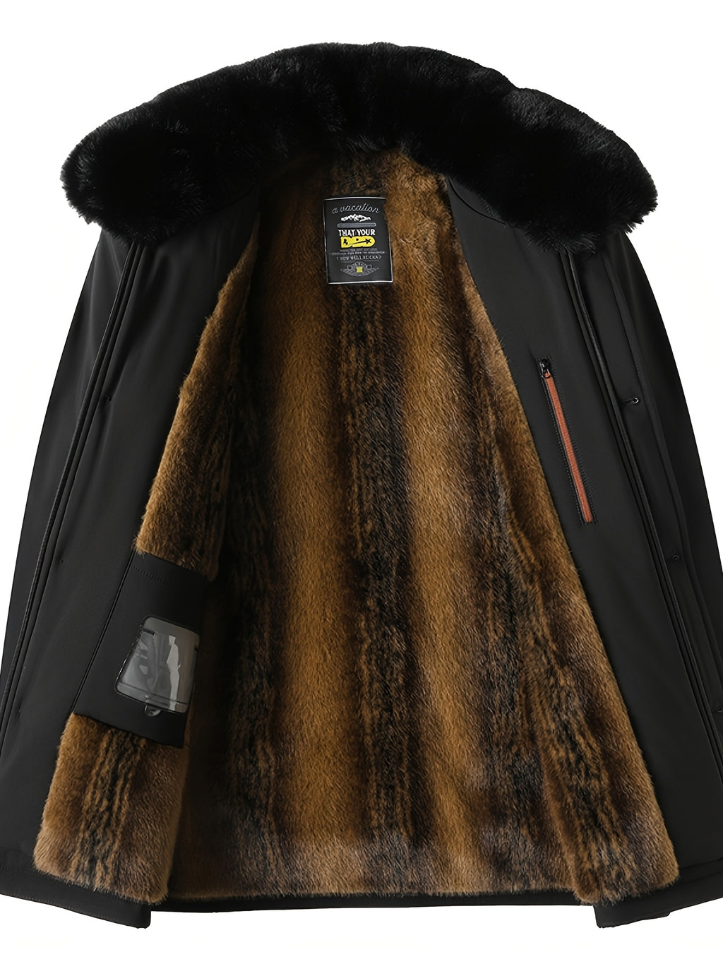 Parka en fausse fourrure pour homme, à capuche