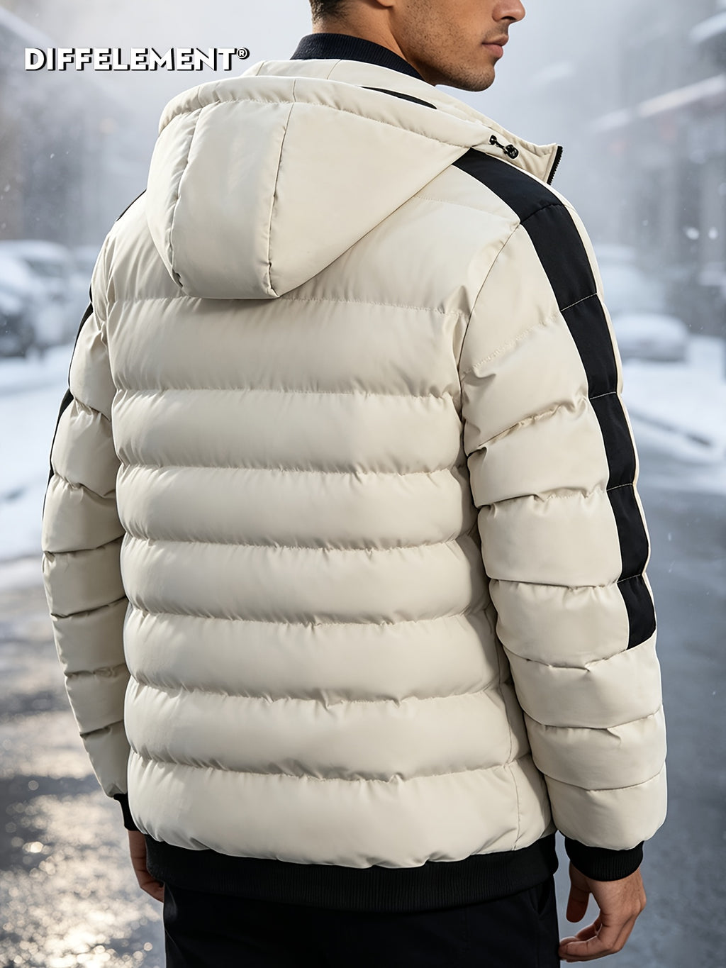 Manteau matelassé pour homme, réversible, à capuche
