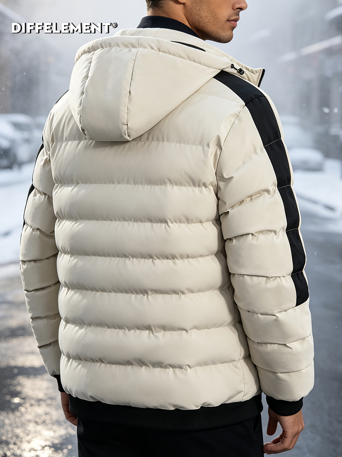 Manteau matelassé pour homme, réversible, à capuche