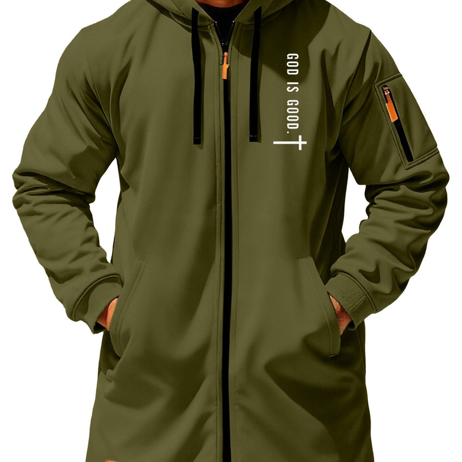 Trench, croisé, à capuche, coloris armée verte