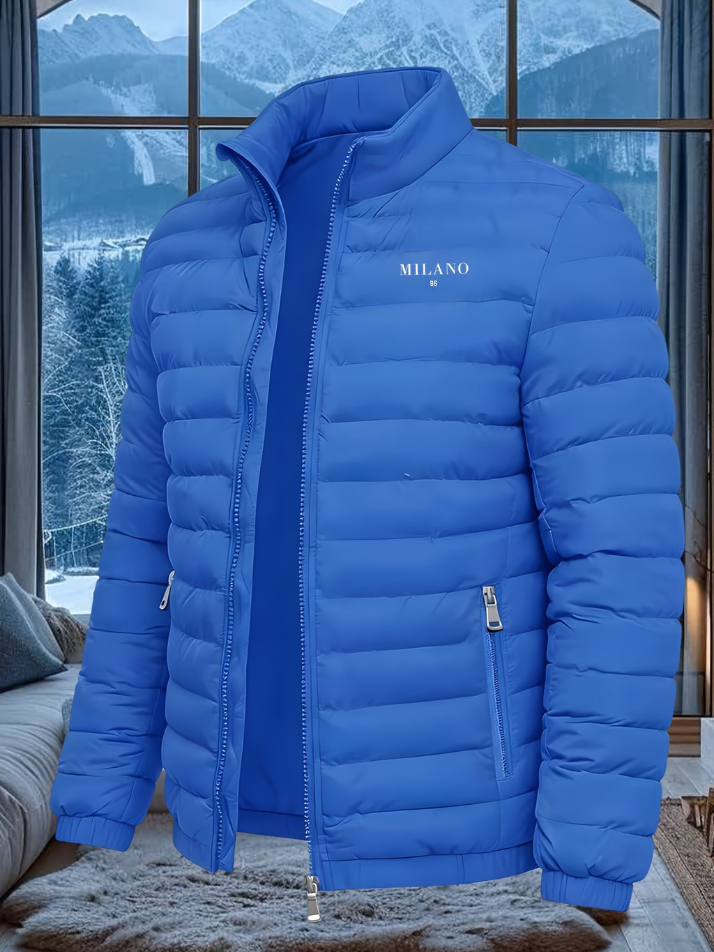 Veste pour homme, à col montant, bleu royal