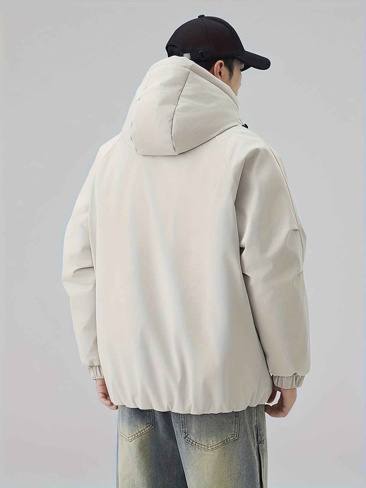 Manteau matelassé pour homme, à capuche, noir