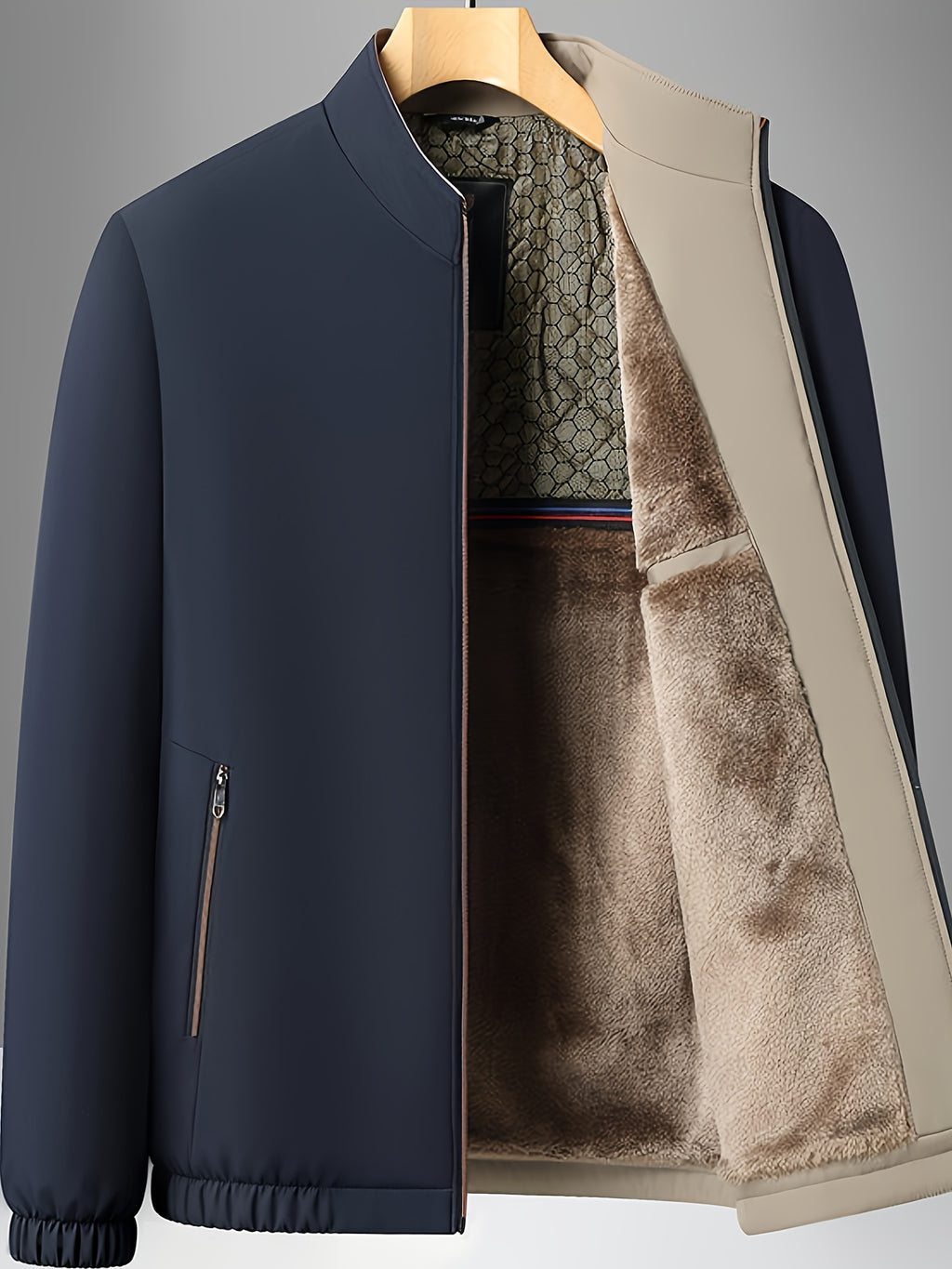 Veste pour homme, à col montant, jd1008 xingwang - doublure en polaire 401 bleu marine
