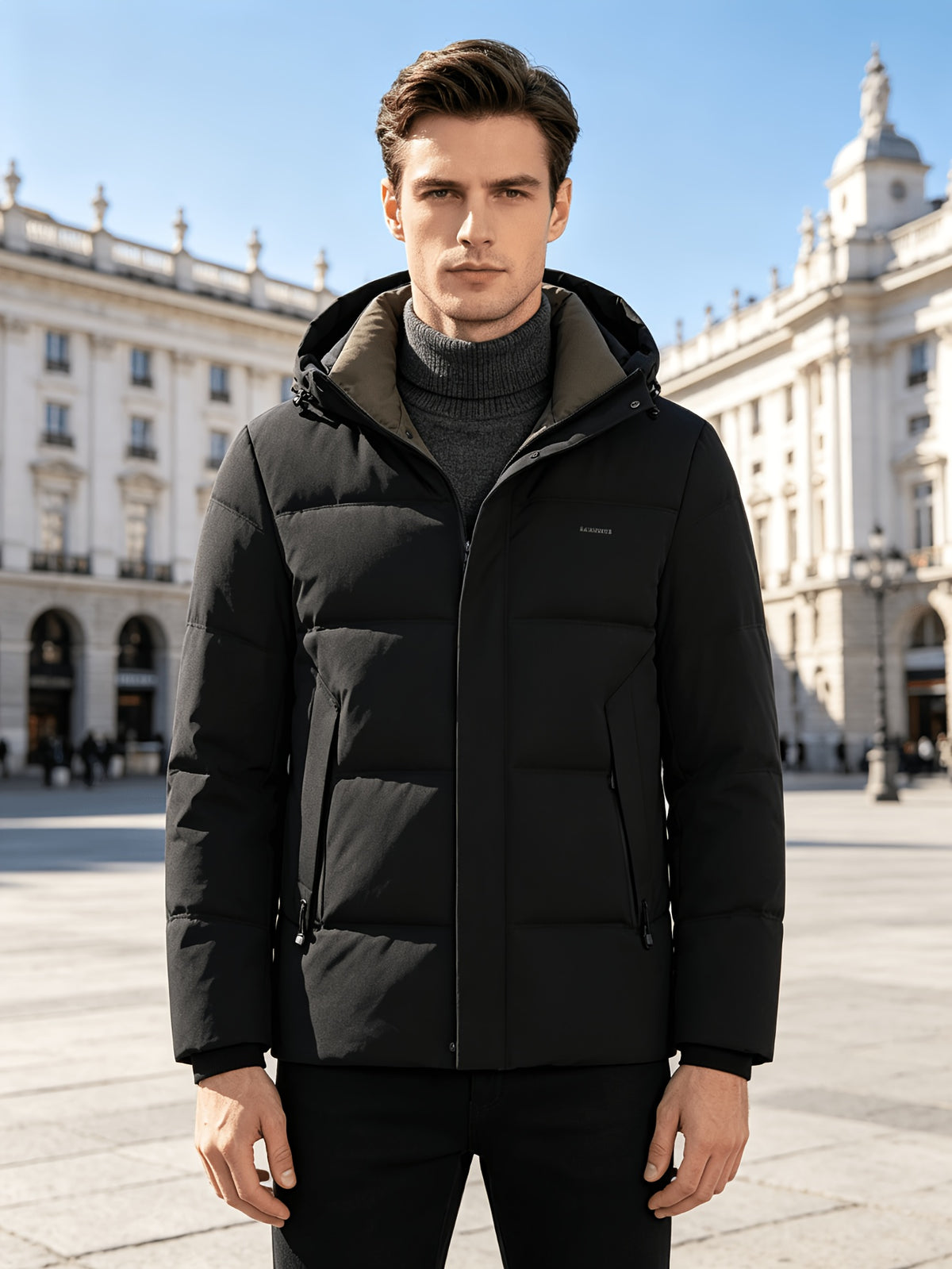Manteau matelassé pour homme, coupe-vent, à revers