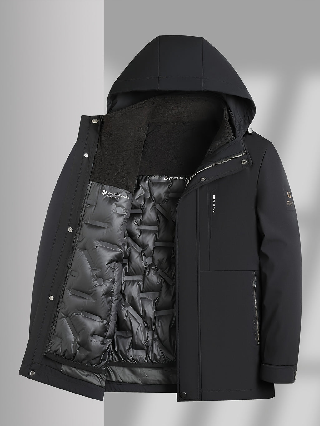 Veste matelassée pour homme, à col montant, kaki