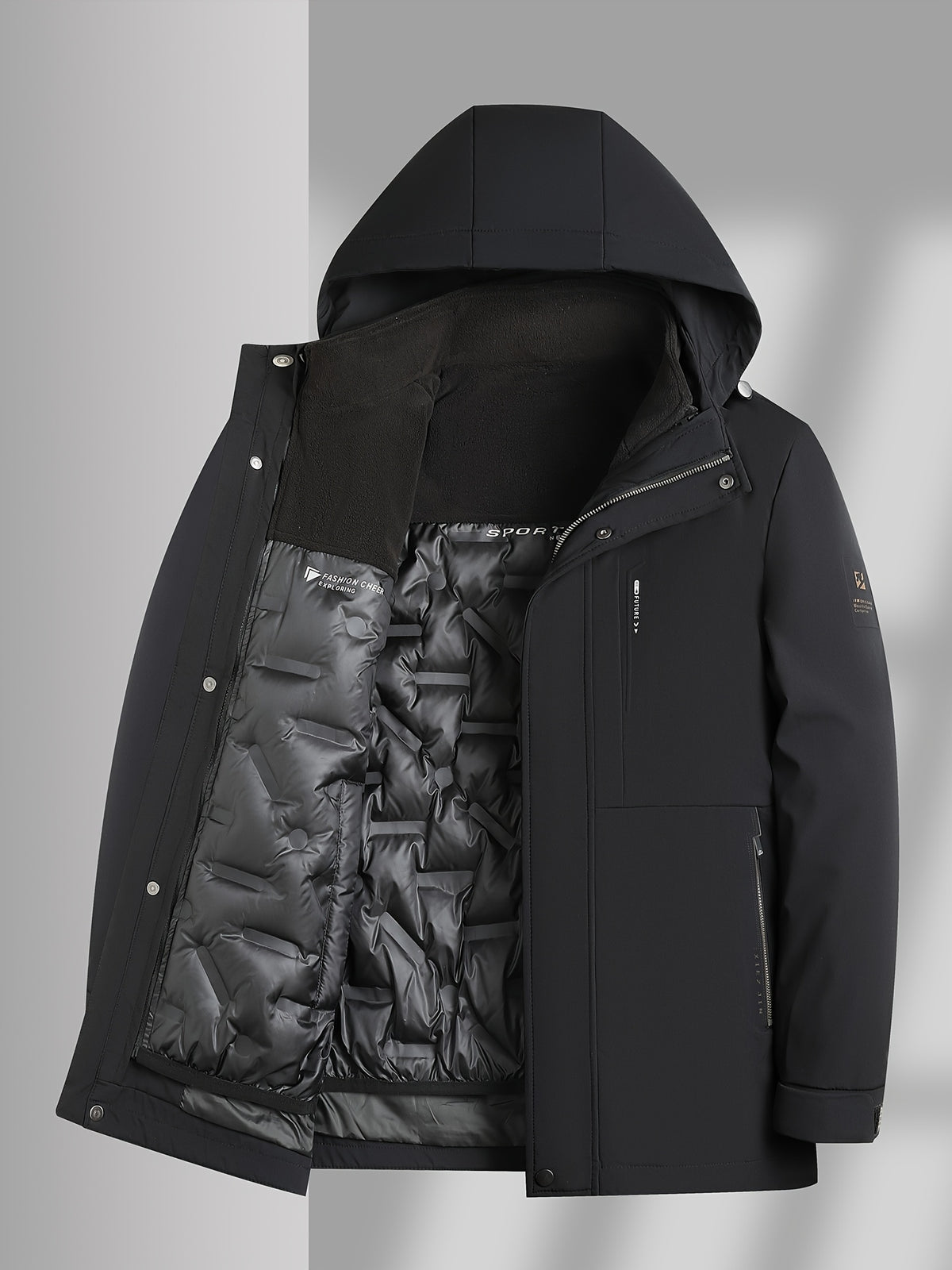 Veste matelassée pour homme, à col montant, kaki