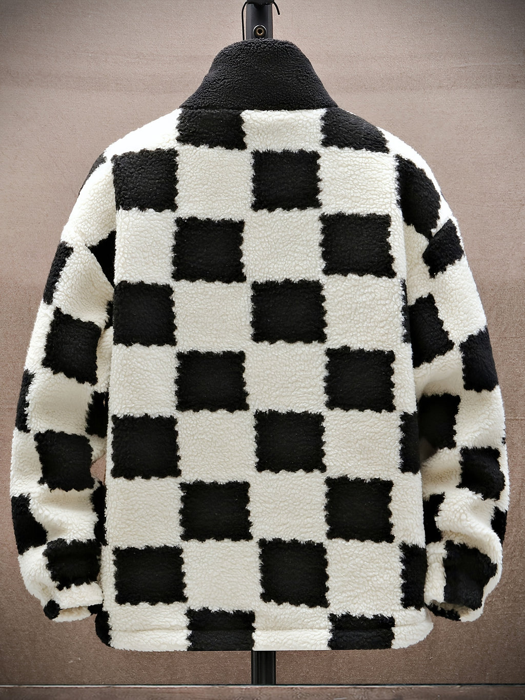 Manteau pour homme, à carreaux, à col montant