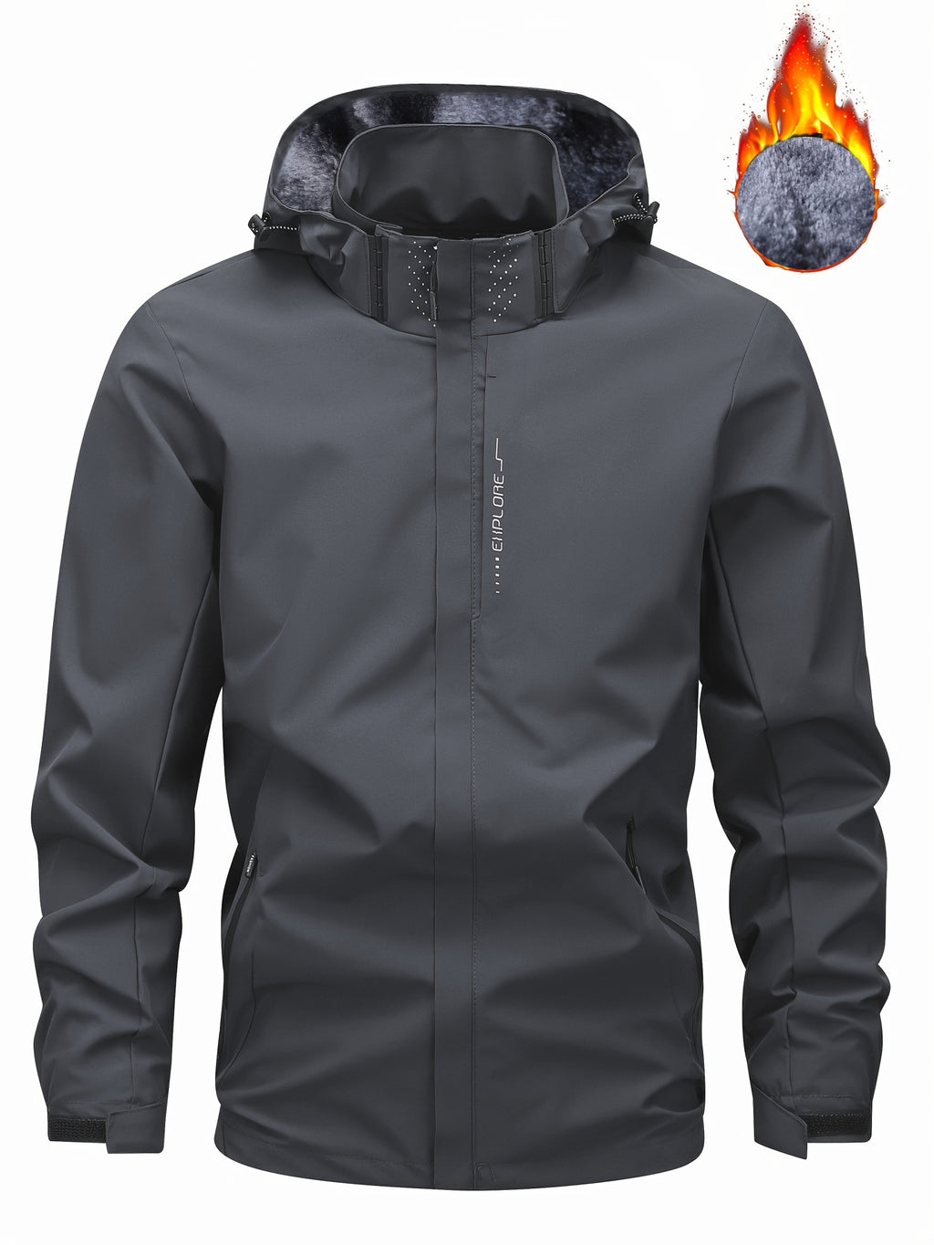 Veste pour homme, polaire, à capuche, col montant