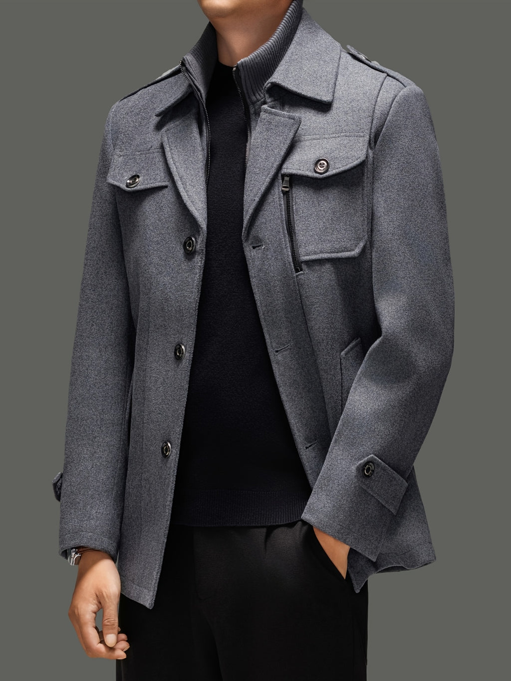 Manteau en laine, 30 % laine, à revers, orange, photo 19