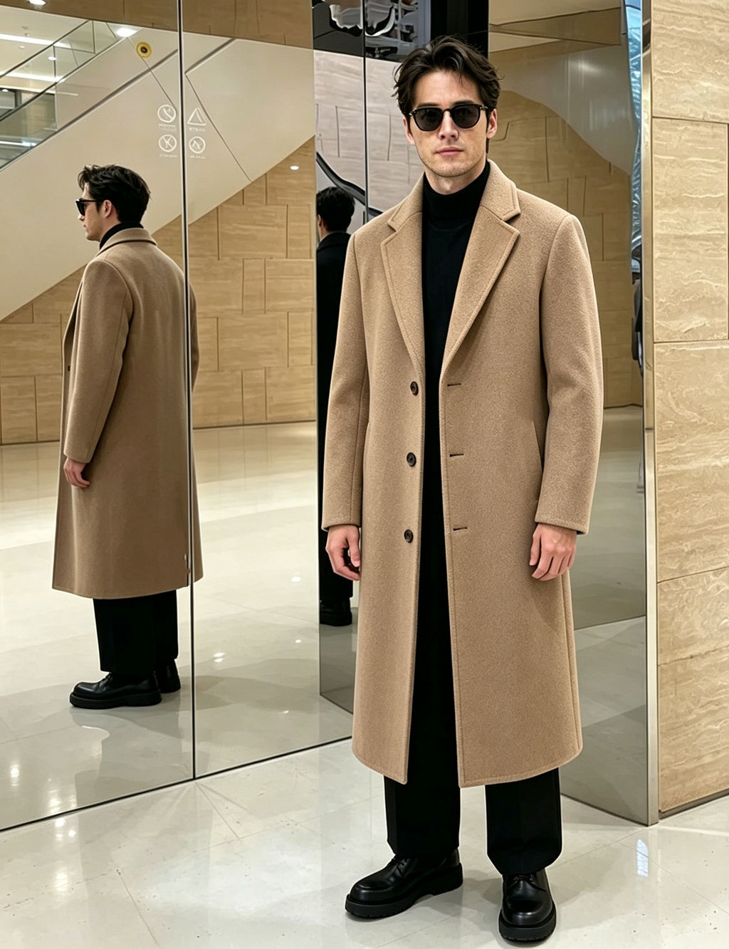 Trench pour homme, à revers, rouge