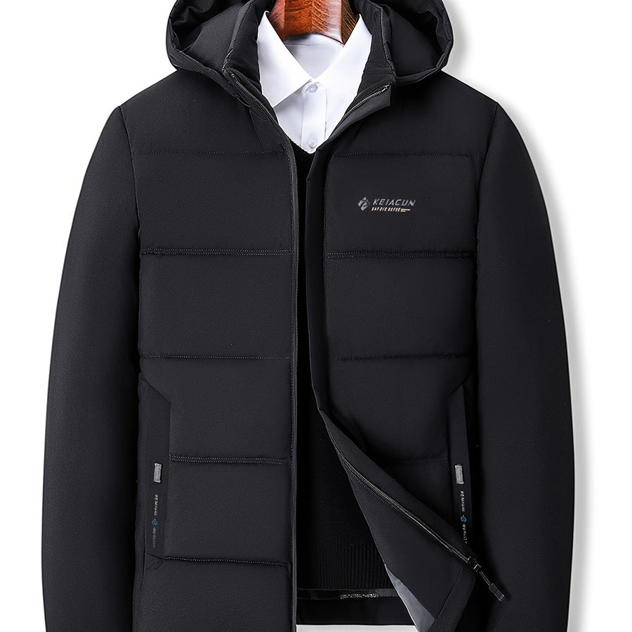 Manteau matelassé, à capuche, fermeture éclair, coloris noir