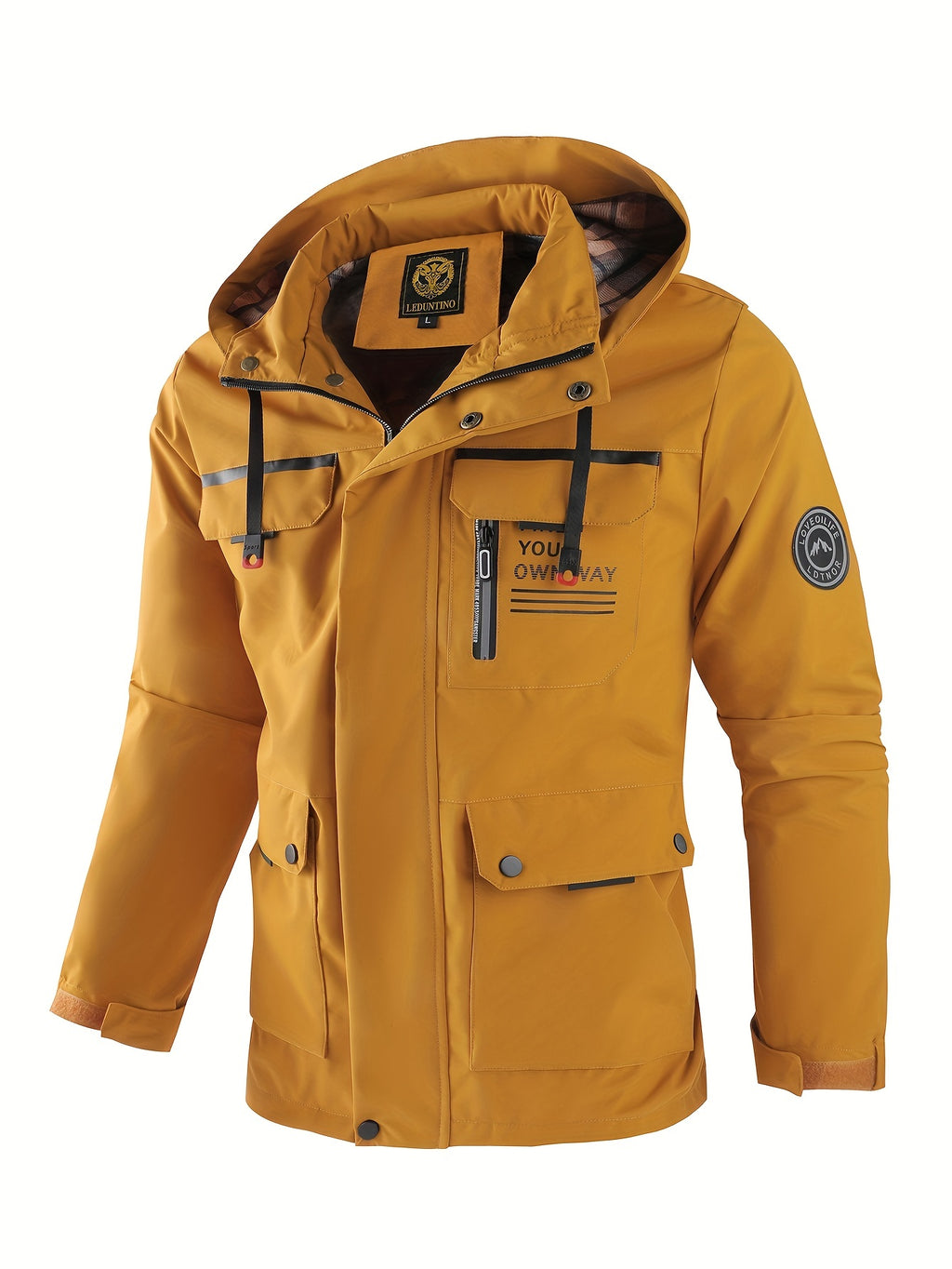 Veste, coupe-vent, à capuche, rouge brique, photo 13