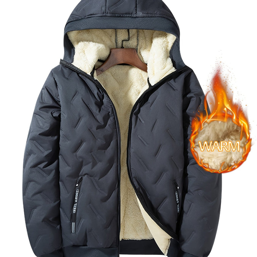Veste matelassée, polaire, à capuche, fermeture éclair et boutonnage, coloris gris