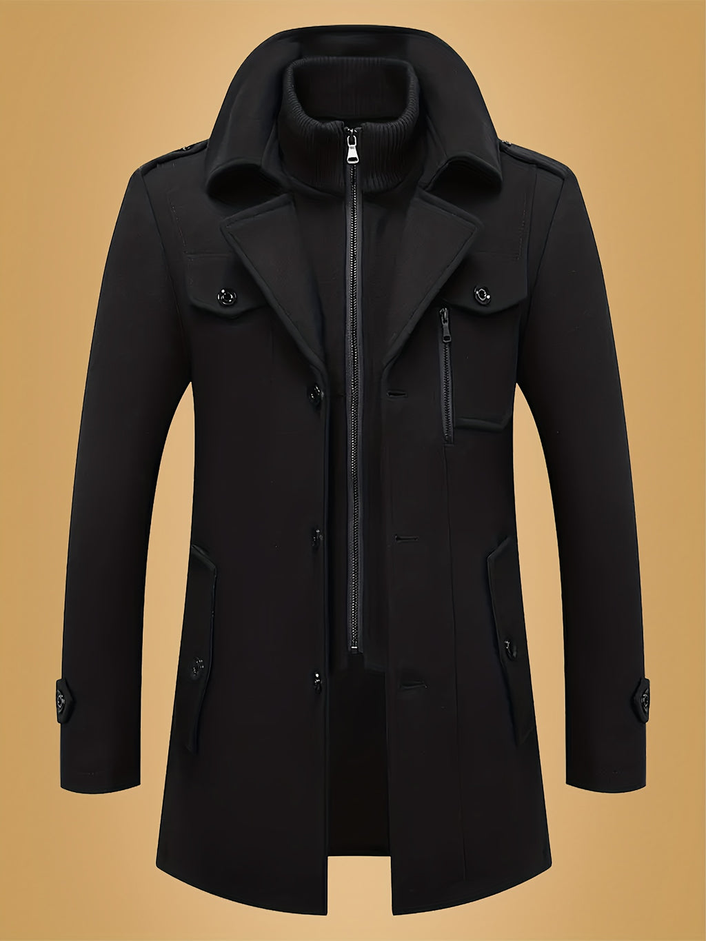Manteau en tweed à capuche pour homme, 30 % laine, coupe ajustée