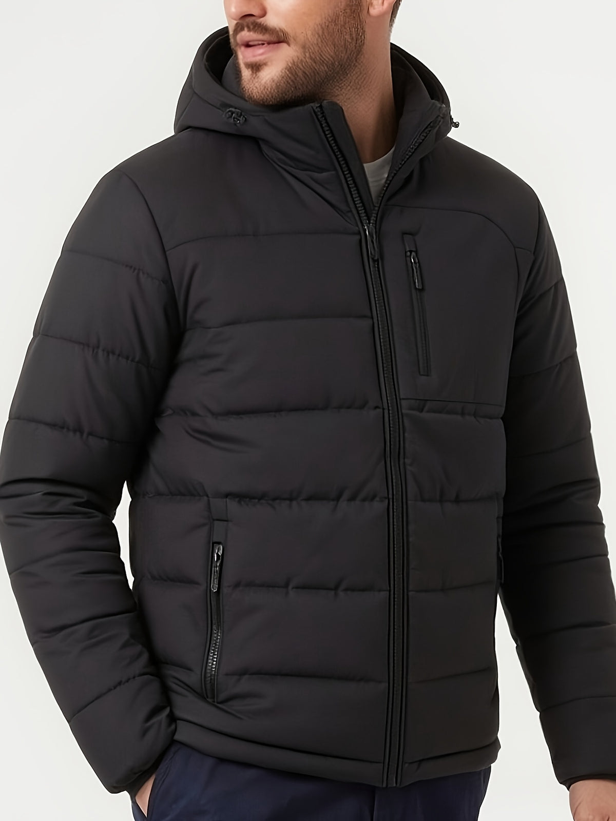 Manteau matelassé pour homme, polaire, à capuche