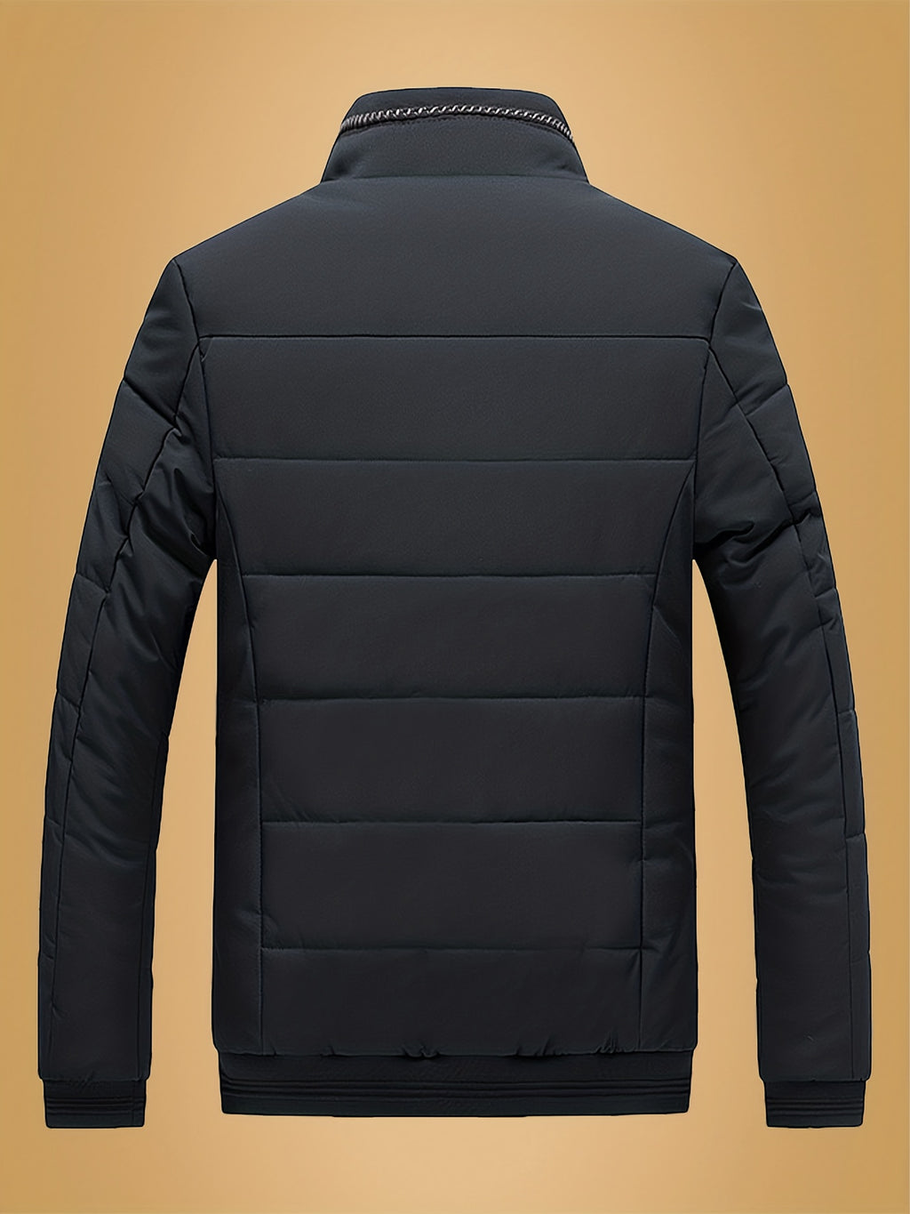 Manteau pour homme, à col montant, noir