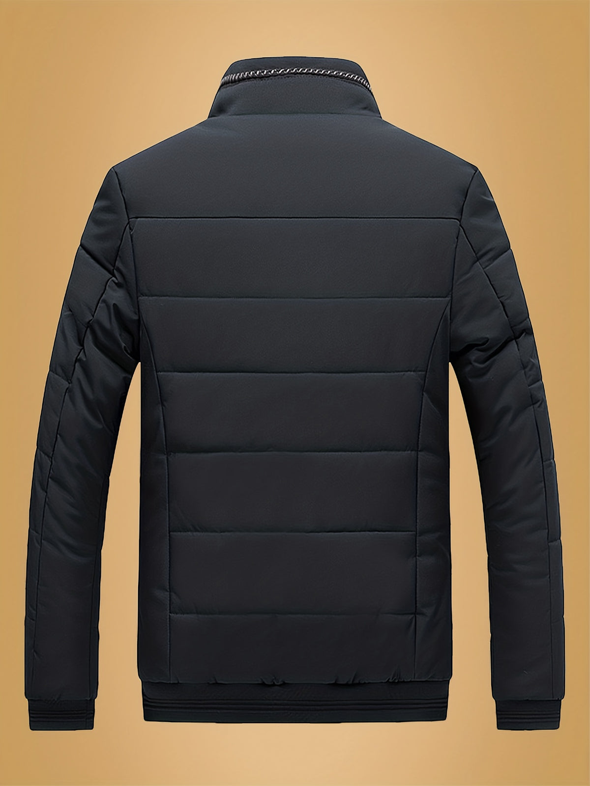 Manteau pour homme, à col montant, noir