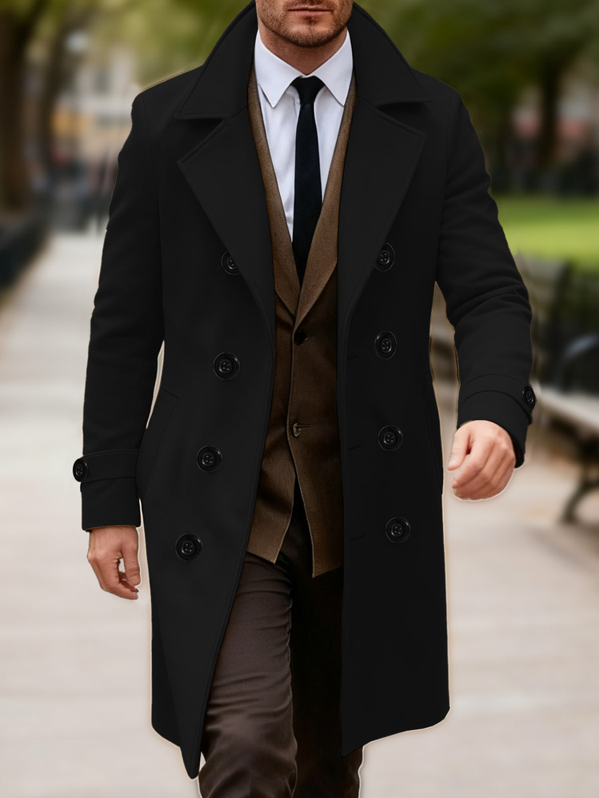 Manteau pour homme, tweed, à revers