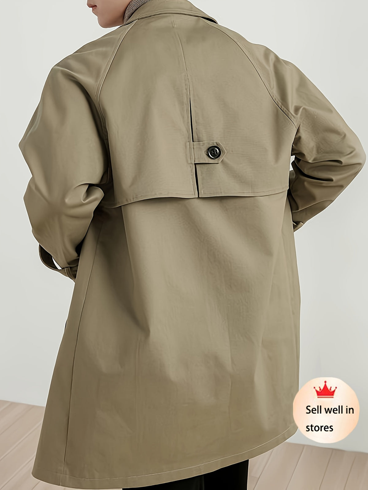 Trench pour homme, à revers, kaki