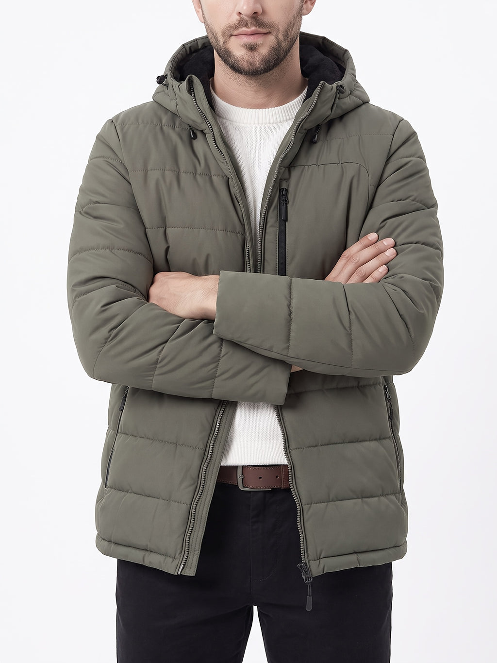 Manteau matelassé pour homme, polaire, à capuche