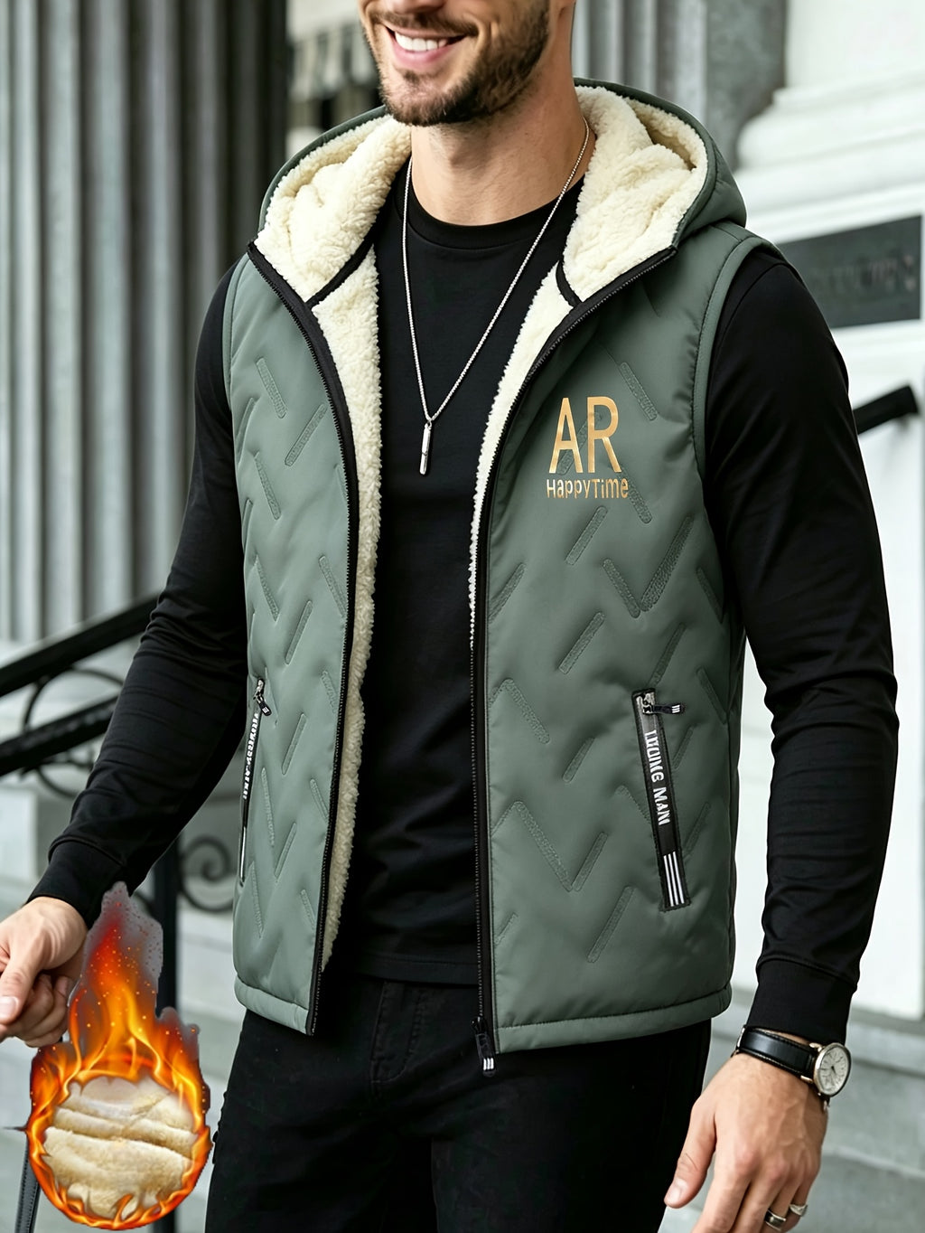 Gilet épais sans manches à capuche doublé, tendance automne/hiver, vêtement d'extérieur chaud, cardigan à capuche zippé à la mode et polyvalent, pour l'extérieur et la randonnée, la course et le fitness, les voyages et le sport, cade, photo 6