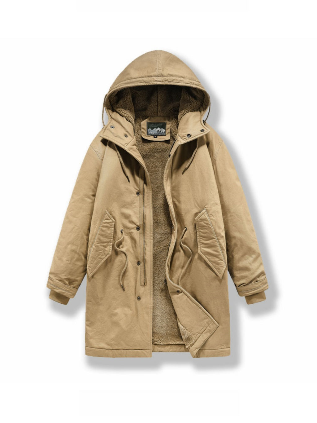 Manteau pour homme, polaire, à capuche, kaki