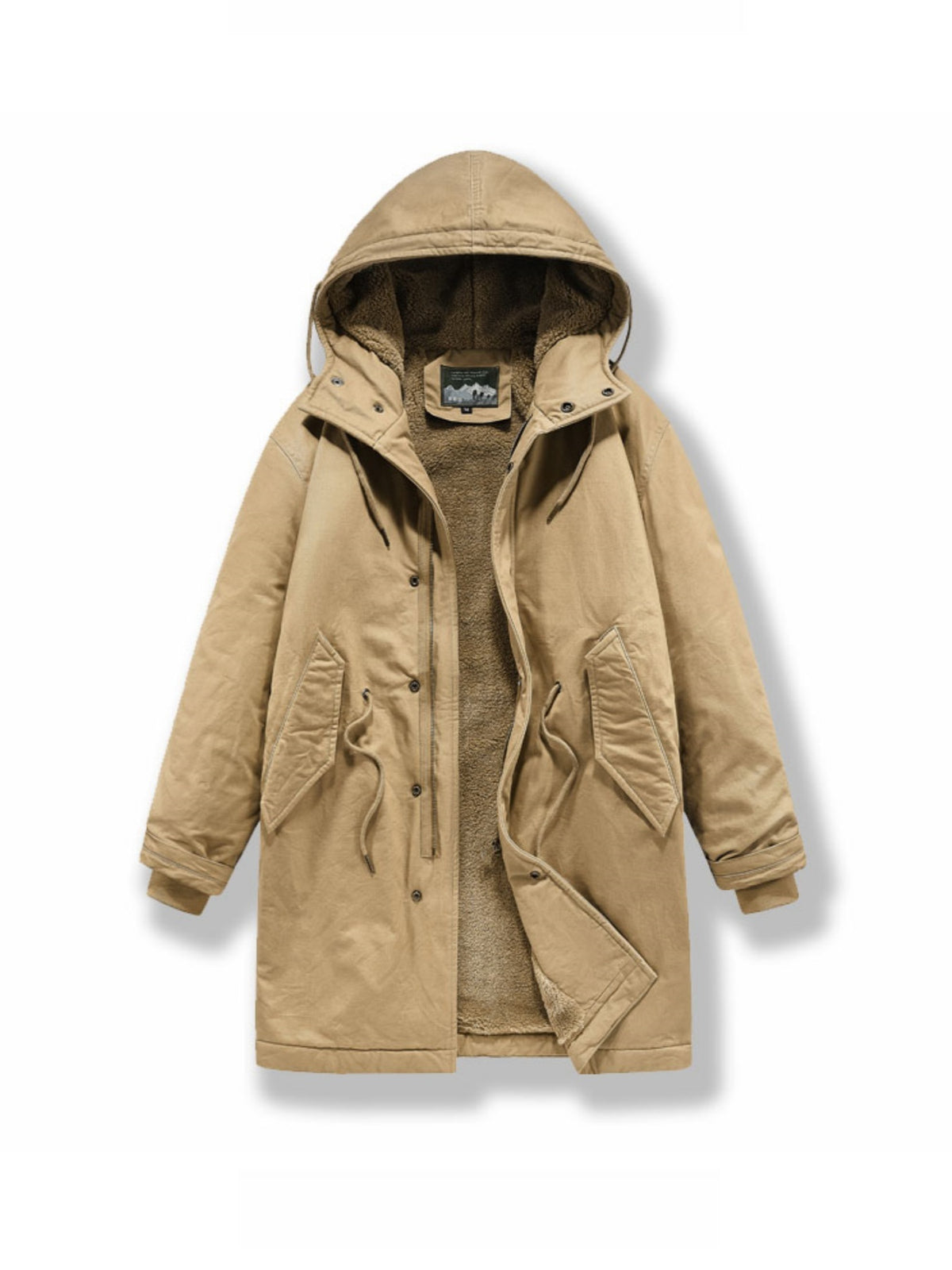 Manteau pour homme, polaire, à capuche, kaki