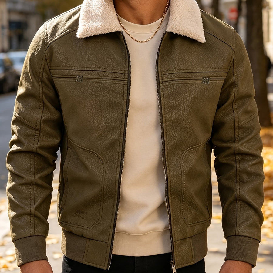 Veste, à revers, coloris vert, détail