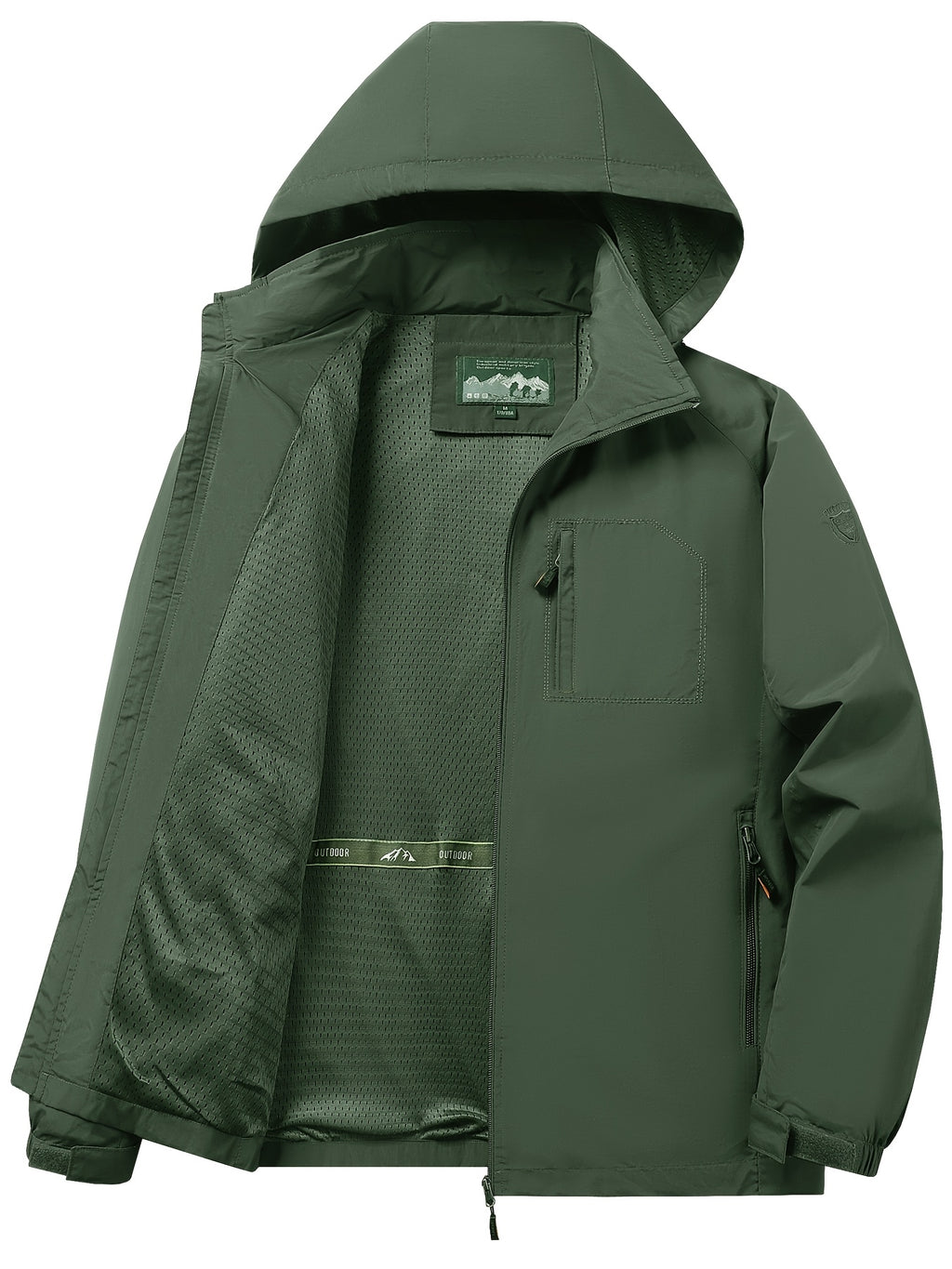 Veste longue, coupe-vent, à capuche, bleu marine