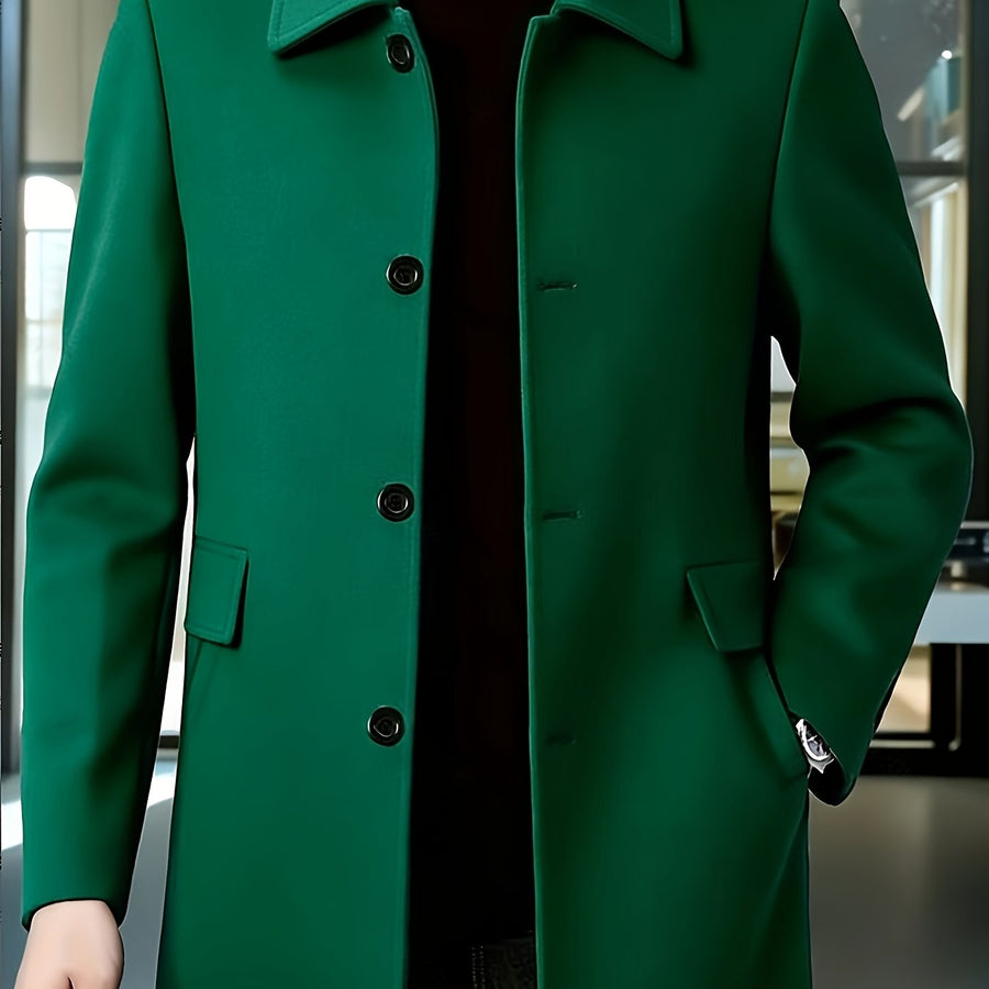 Manteau, à revers, bleu ciel profond, coloris vert