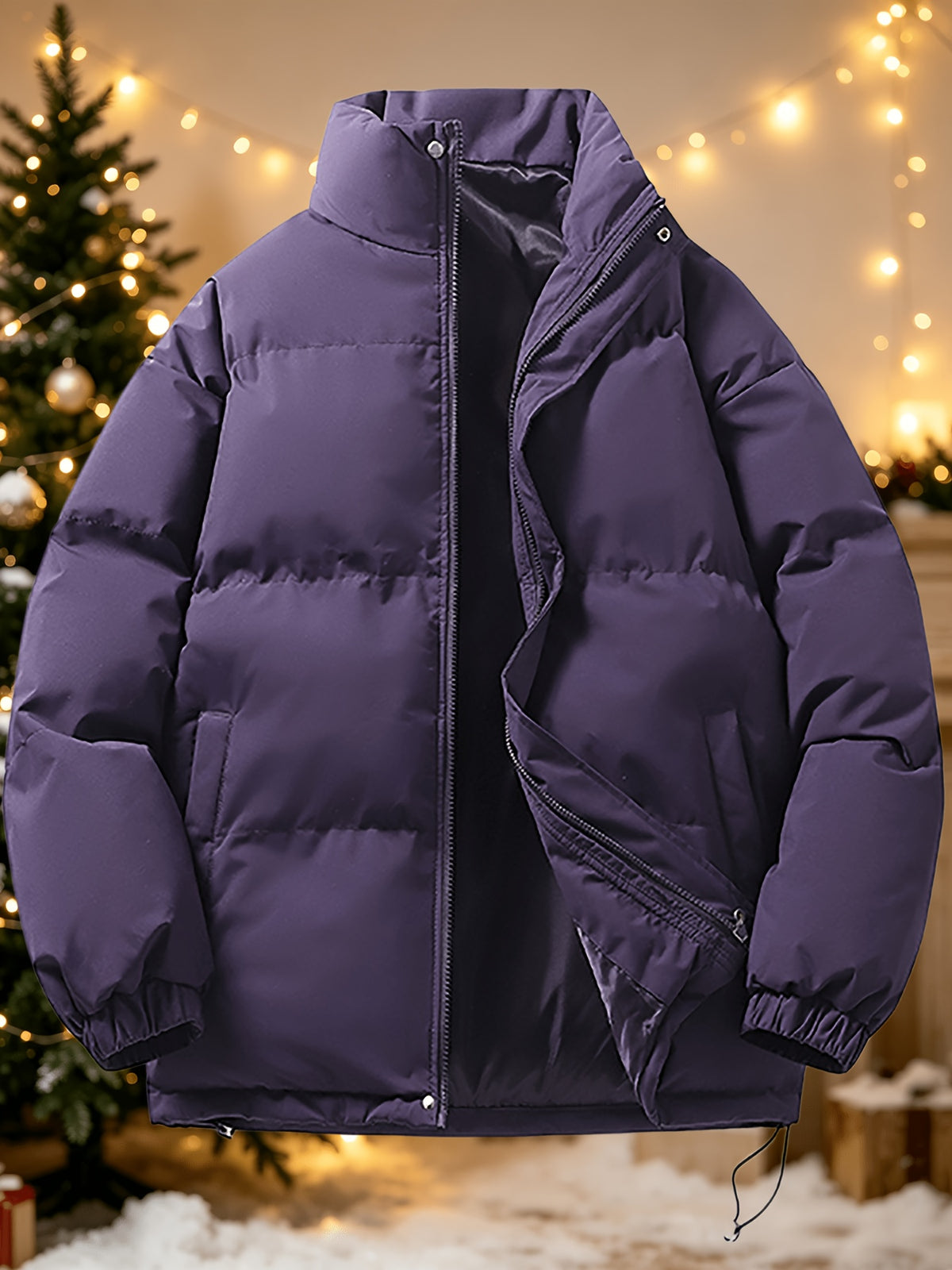 Manteau matelassé pour homme, à col montant, vert clair