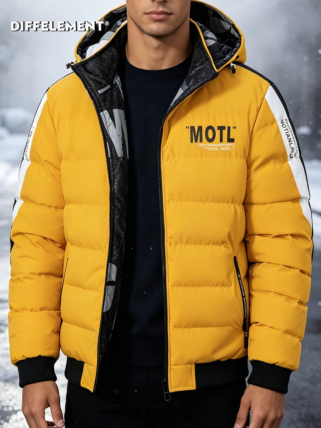 Manteau matelassé pour homme, réversible, à capuche