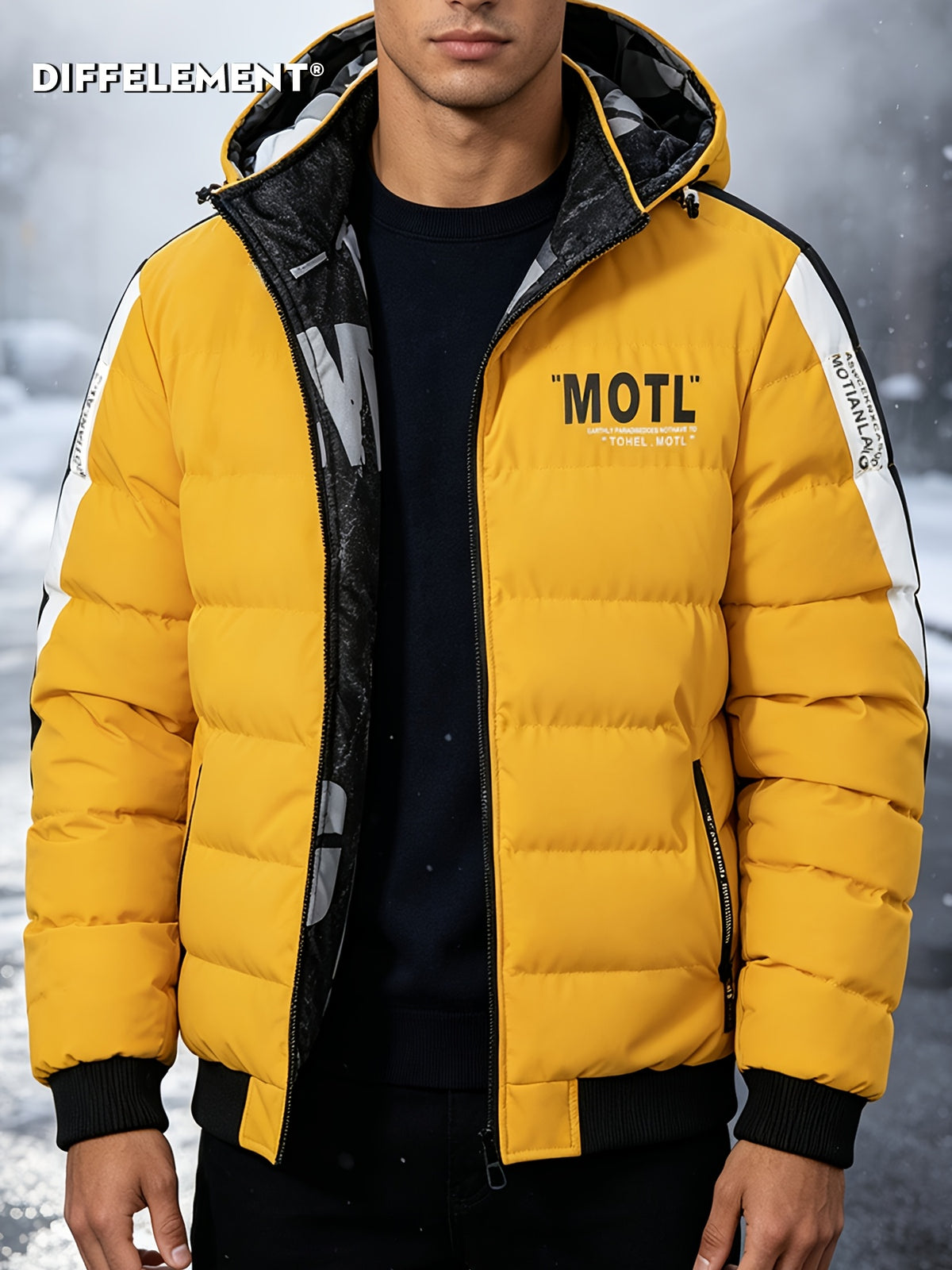Manteau matelassé pour homme, réversible, à capuche