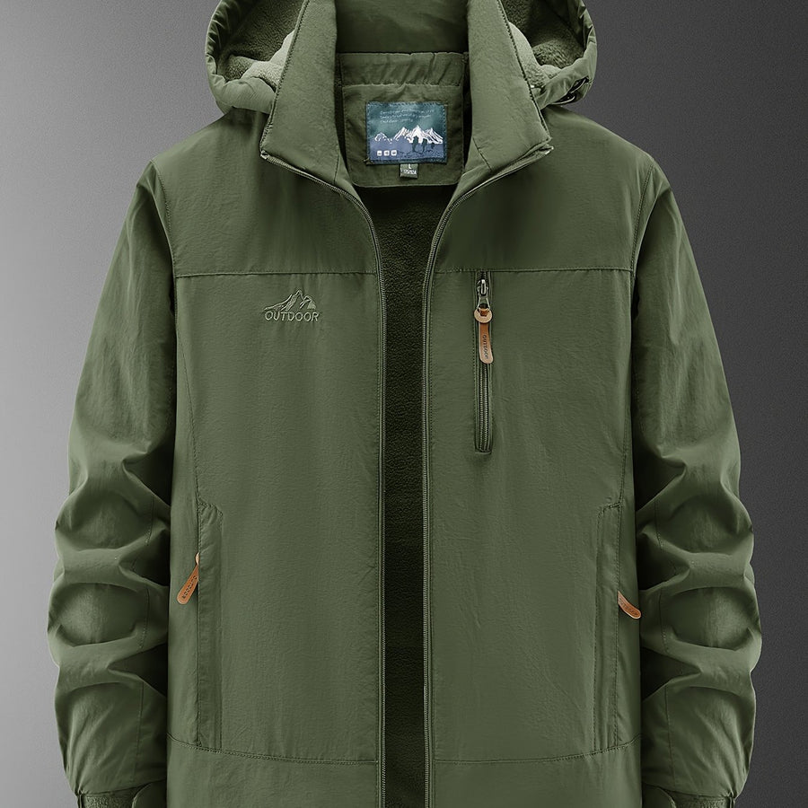 Veste, polaire, à capuche, vert olive, coloris vert olive