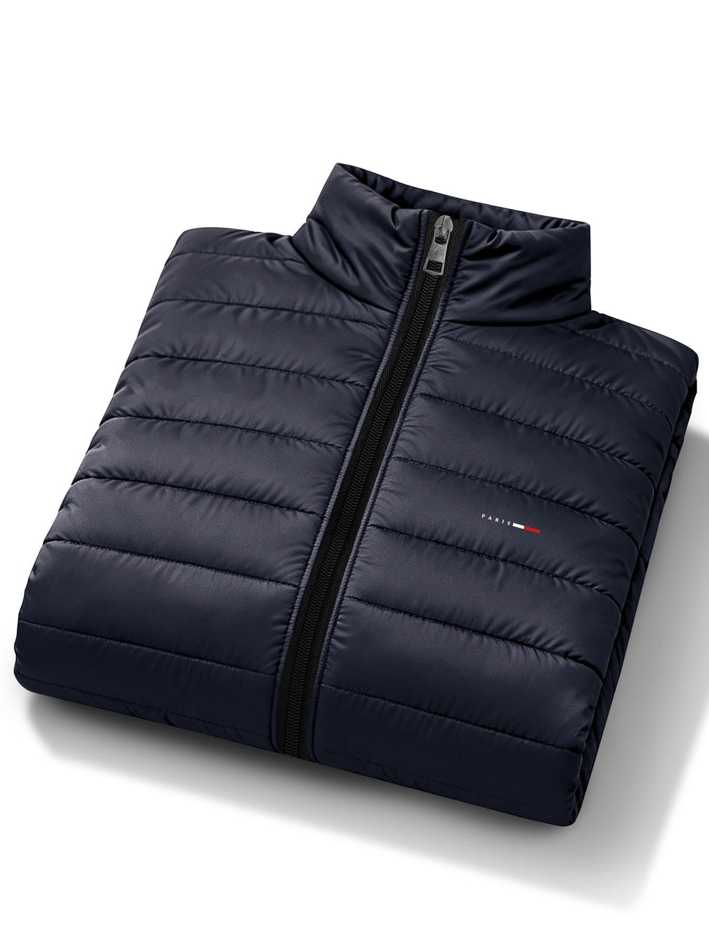 Manteau matelassé pour homme, à rayures, à col montant