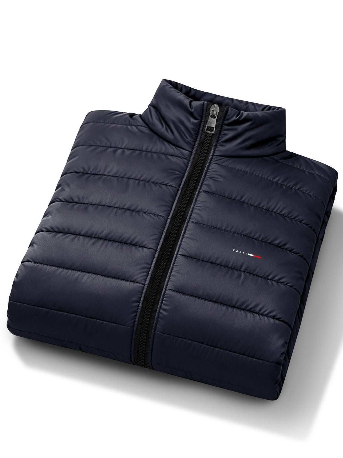 Manteau matelassé pour homme, à rayures, à col montant