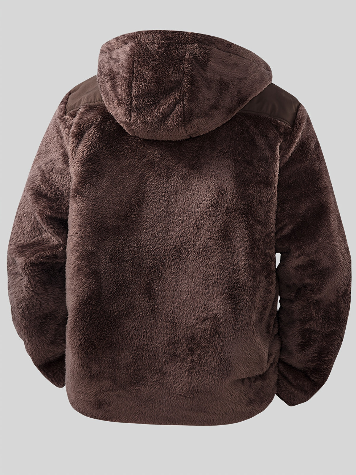 Veste en fausse fourrure pour homme, à capuche, kaki