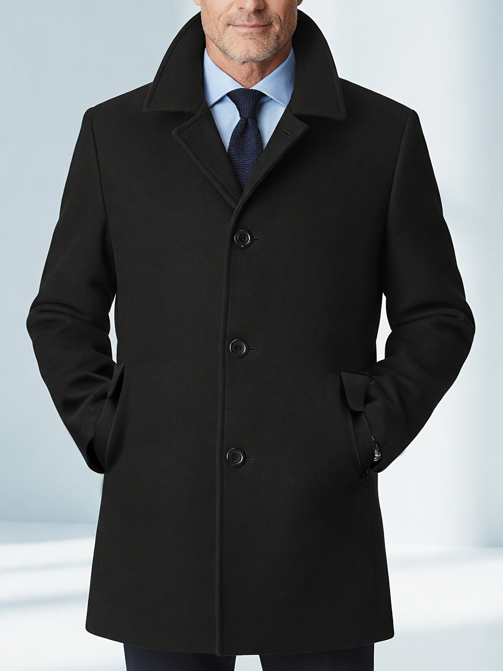 Manteau mi-long pour homme, à revers