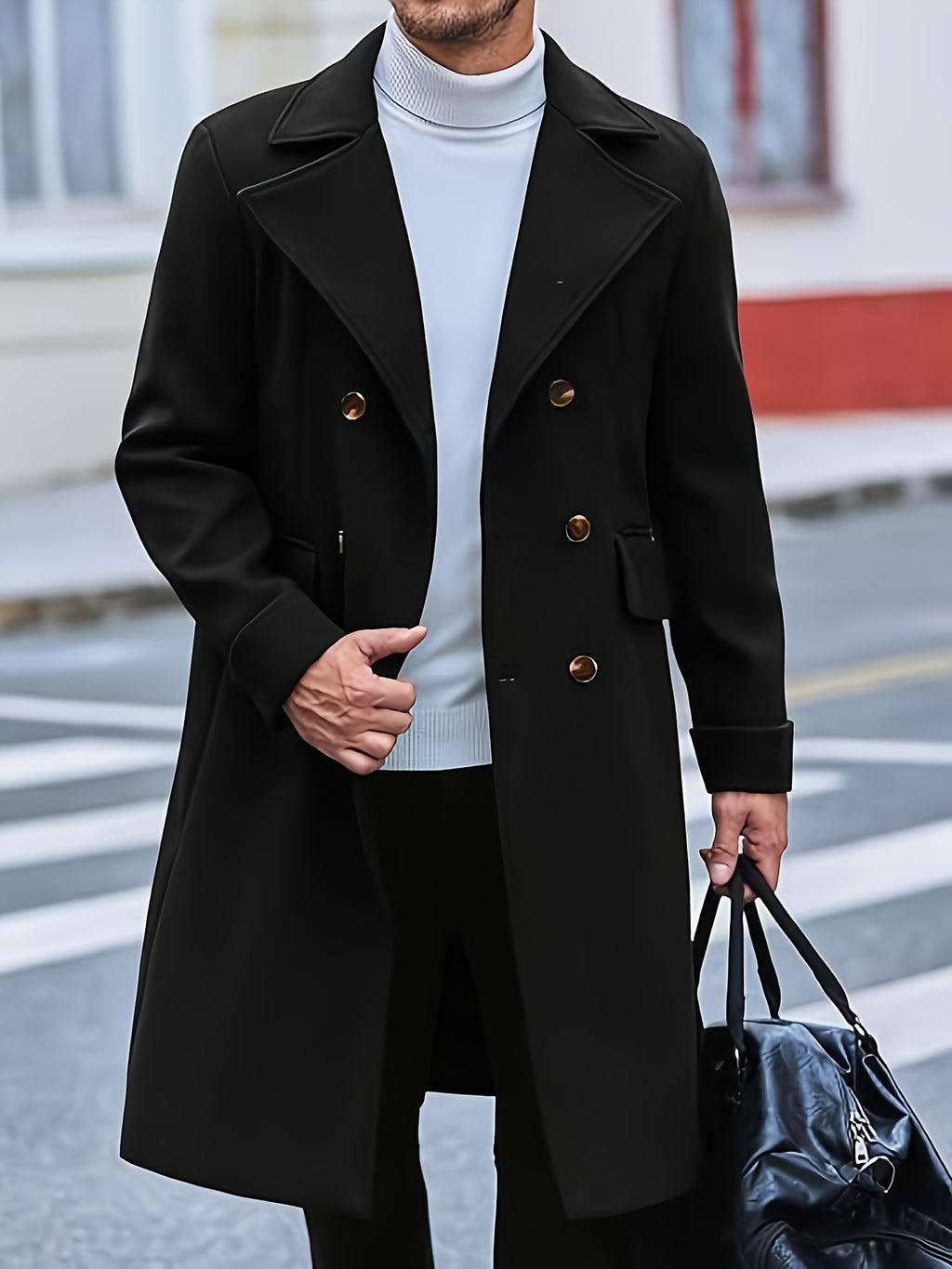 Manteau pour homme, à revers, brun jaunâtre