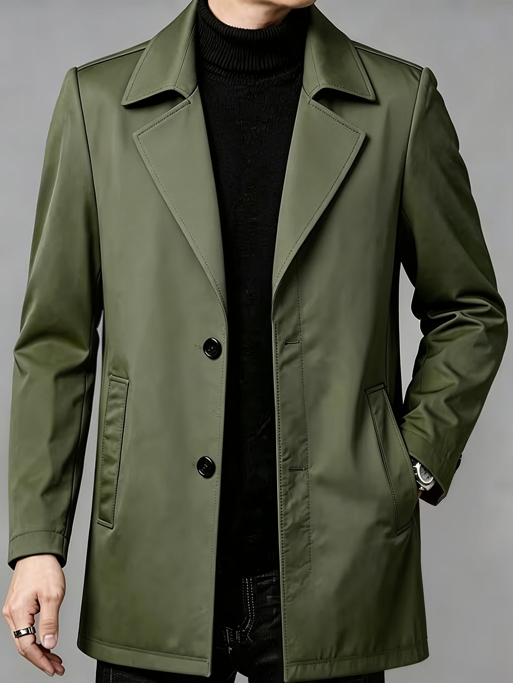 Trench pour homme, à revers, col montant
