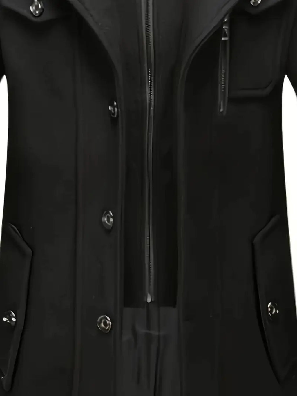Manteau en laine mi-long, 30 % laine, double col, détail du vêtement