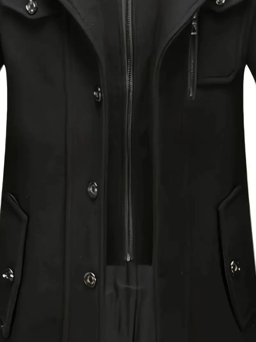 Manteau en laine mi-long, 30 % laine, double col, détail du vêtement