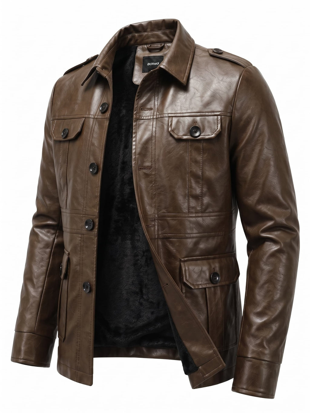 Veste en cuir PU longue, à revers, photo 22