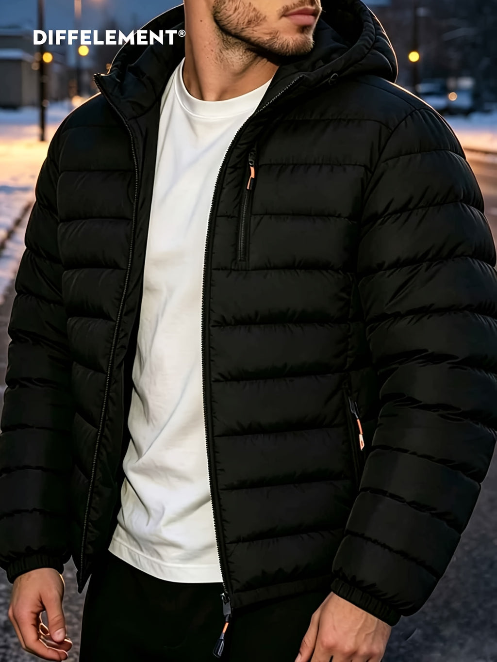 Veste pour homme, coupe-vent, à capuche, col montant
