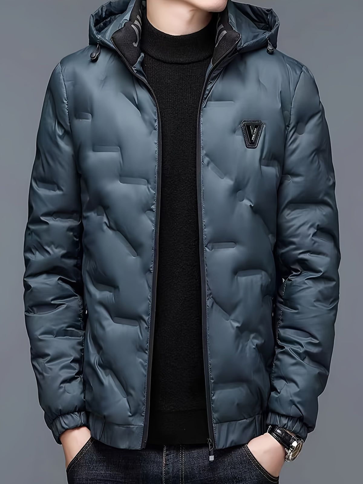Veste matelassée pour homme, coupe-vent, à capuche, vert clair
