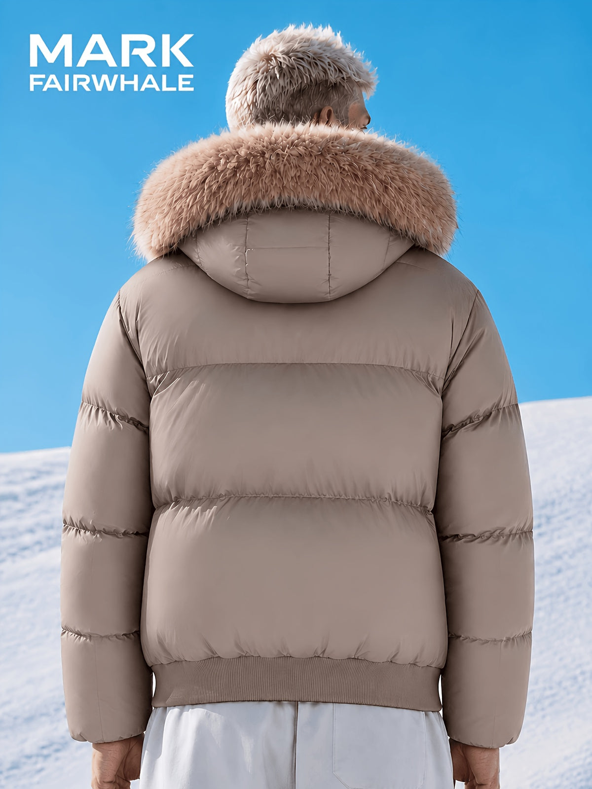 Blouson en fausse fourrure pour homme, à capuche