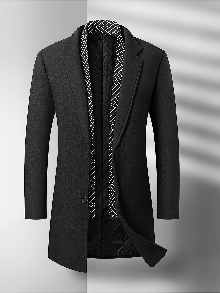 Manteau en laine mi-long, 50 % laine, tweed, détail du vêtement