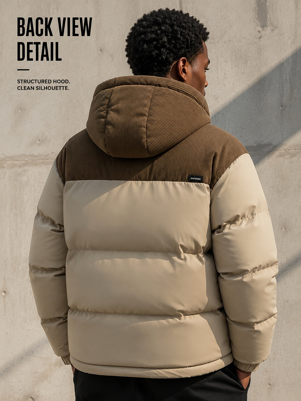 Manteau matelassé pour homme, velours côtelé, à capuche
