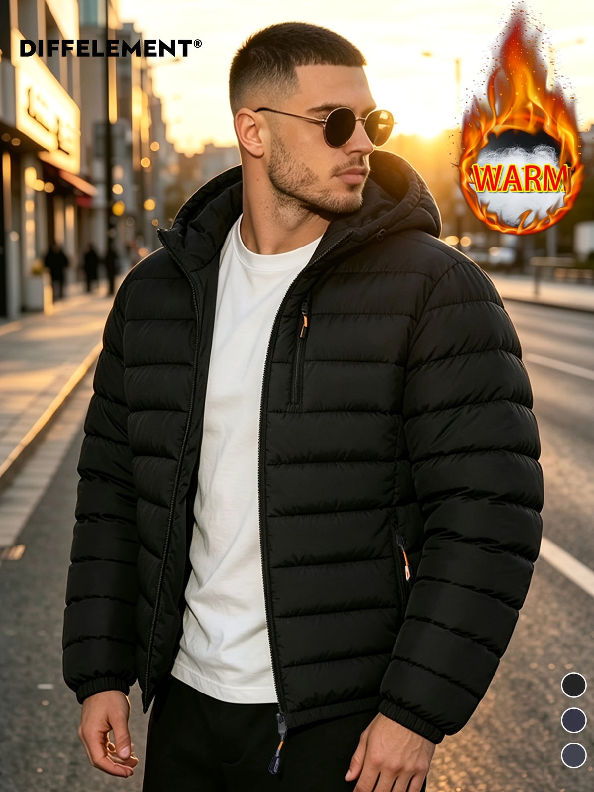 Veste pour homme, coupe-vent, à capuche, bleu marine