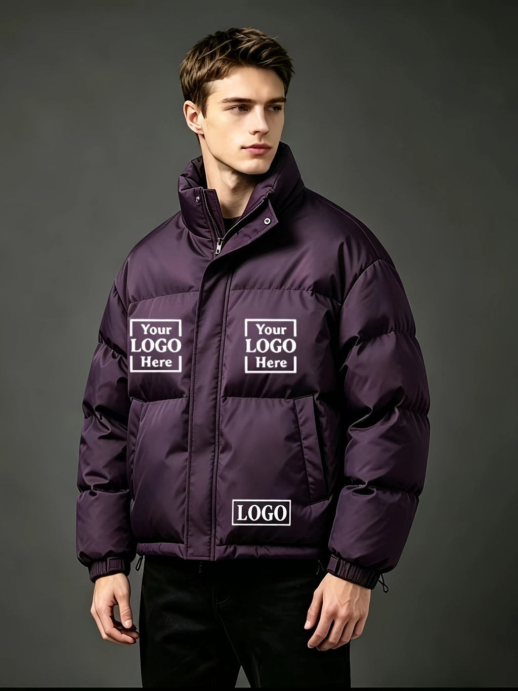 Veste pour homme, à col montant, bourgogne
